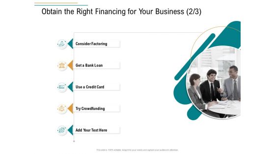 Business Operations Assessment Obtain The Right Financing For Your Business Loan Clipart PDF