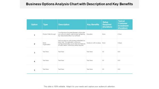 Business Options Analysis Chart With Description And Key Benefits Ppt PowerPoint Presentation Outline Elements Business Options Analysis Chart With Description And Key Benefits Ppt PowerPoint Presentation Outline Elements