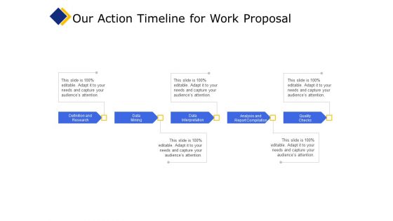 Business Our Action Timeline For Work Proposal Ppt Infographic Template Design Ideas PDF