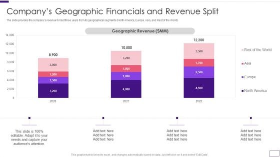 Business Overview Of A Technology Firm Companys Geographic Financials And Revenue Split Guidelines PDF
