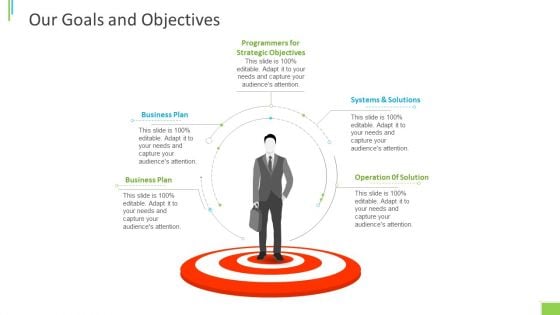 Business Overview PPT Slides Our Goals And Objectives Ppt Inspiration Shapes PDF