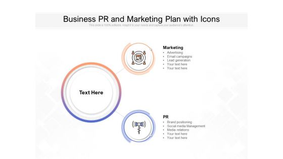 Business PR And Marketing Plan With Icons Ppt PowerPoint Presentation Layouts Deck