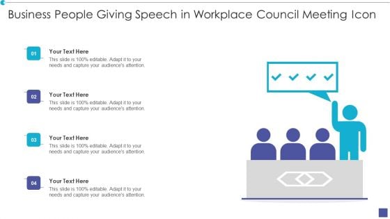 Business People Giving Speech In Workplace Council Meeting Icon Clipart PDF