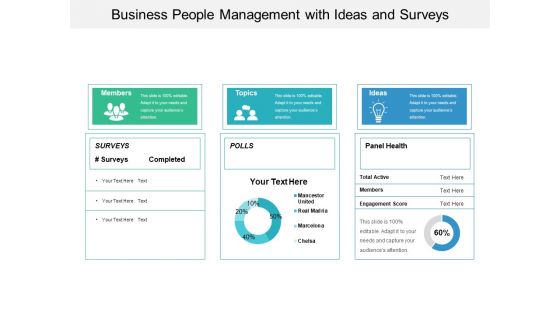 Business People Management With Ideas And Surveys Ppt PowerPoint Presentation File Visuals PDF