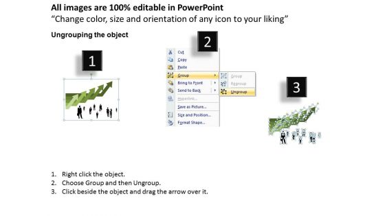 Business People With Progressive Arrows And Icons Powerpoint Template