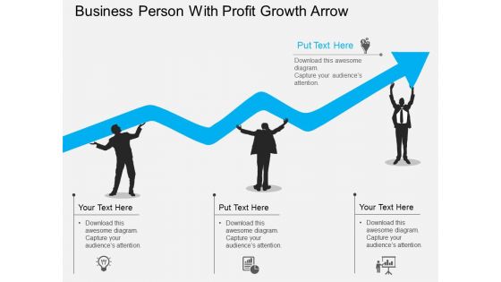 Business Person With Profit Growth Arrow Powerpoint Template