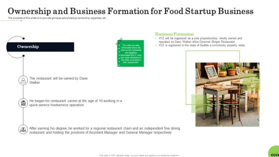 Business Plan For Fast Food Restaurant Ownership And Business Formation For Food Startup Business Sample PDF