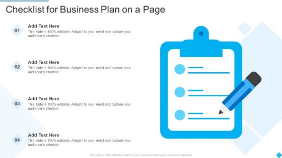 Business Plan On A Page Ppt PowerPoint Presentation Complete With Slides