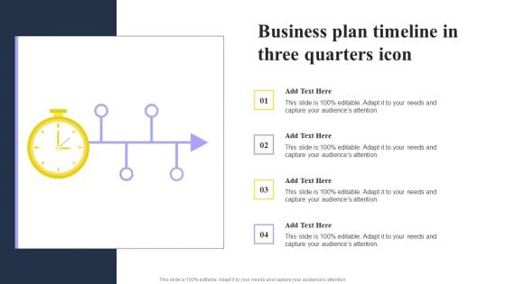 Business Plan Timeline In Three Quarters Icon Ppt PowerPoint Presentation Infographics Slides PDF