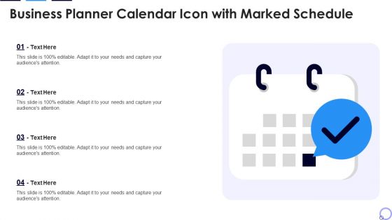 Business Planner Calendar Icon With Marked Schedule Sample PDF