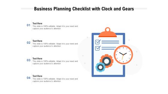 Business Planning Checklist With Clock And Gears Ppt PowerPoint Presentation Styles Demonstration PDF