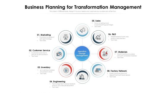 Business Planning For Transformation Management Ppt PowerPoint Presentation Gallery Slide Download PDF