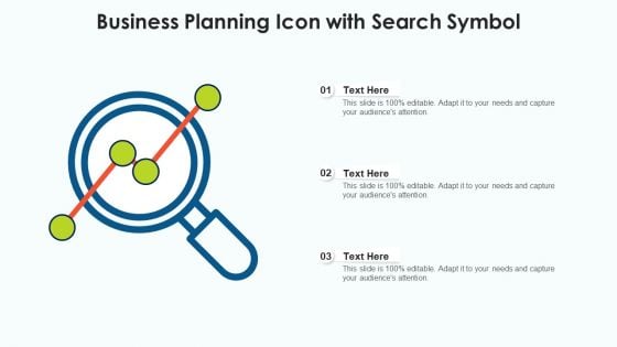 Business Planning Icon With Search Symbol Ppt Slides Brochure PDF