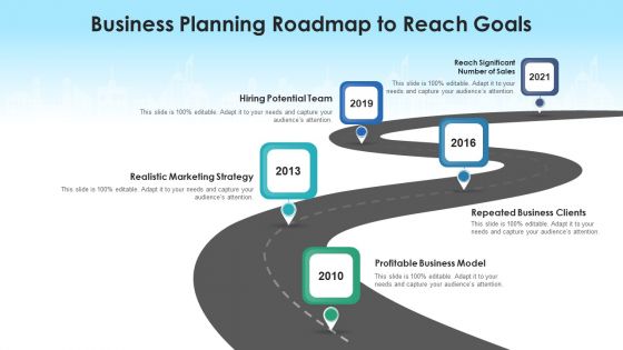 Business Planning Roadmap To Reach Goals Ppt Infographics Format PDF