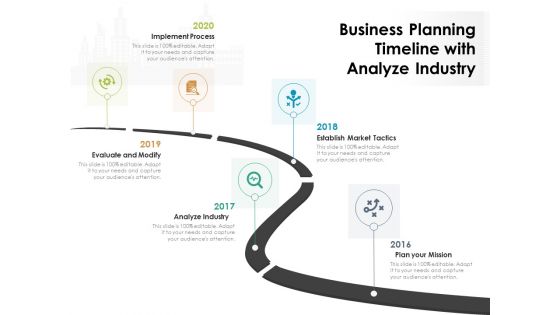 Business Planning Timeline With Analyze Industry Ppt PowerPoint Presentation File Layouts PDF