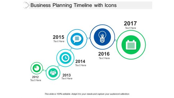 Business Planning Timeline With Icons Ppt PowerPoint Presentation Visual Aids Summary