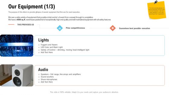 Business Portfolio For Event Management Enterprise Our Equipment Audio Portrait PDF