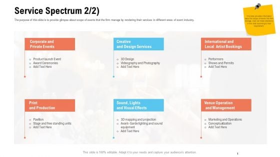 Business Portfolio For Event Management Enterprise Service Spectrum Effects Icons PDF