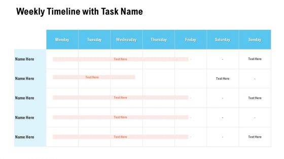 Business Portfolio For Event Management Enterprise Weekly Timeline With Task Name Infographics PDF