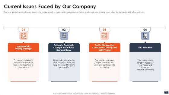 Business Pricing Model Current Issues Faced By Our Company Ppt Pictures Graphics Example PDF