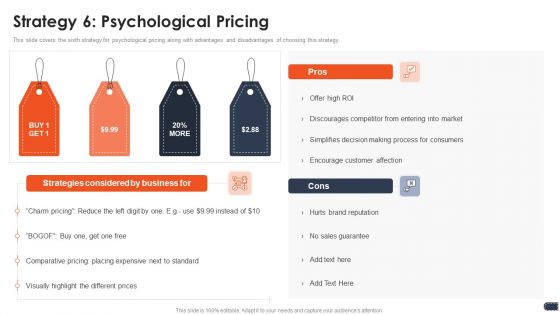 Business Pricing Model Strategy 6 Psychological Pricing Ppt Styles Vector PDF