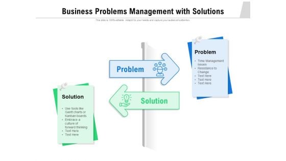 Business Problems Management With Solutions Ppt PowerPoint Presentation Gallery Layout PDF