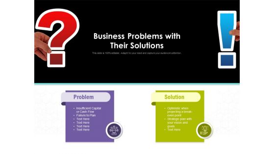 Business Problems With Their Solutions Ppt PowerPoint Presentation Summary Professional PDF