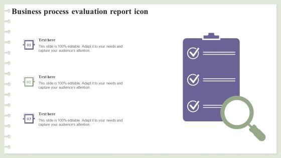 Business Process Evaluation Report Icon Ppt Styles Design Ideas PDF