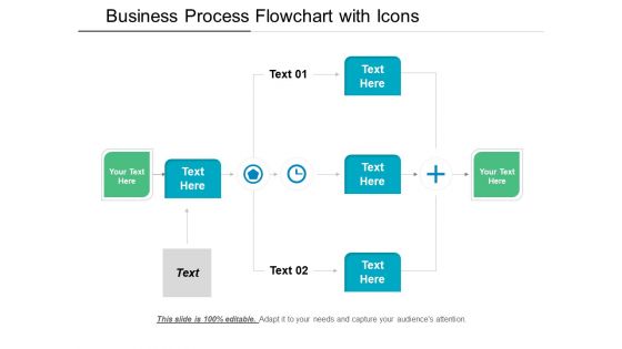 Business Process Flowchart With Icons Ppt PowerPoint Presentation Gallery Example PDF