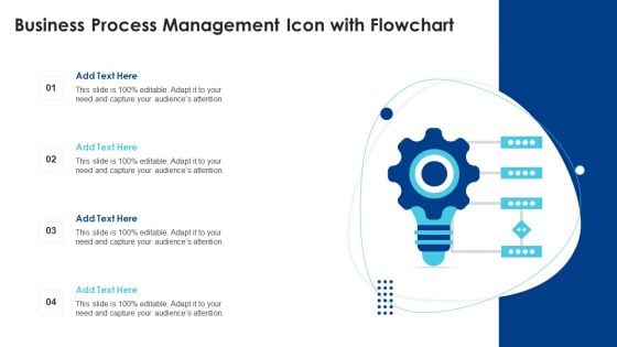 Business Process Management Icon With Flowchart Ppt Portfolio Example PDF