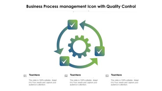 Business Process Management Icon With Quality Control Ppt PowerPoint Presentation File Show PDF