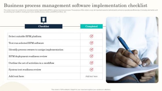 Business Process Management Software Implementation Checklist Professional PDF