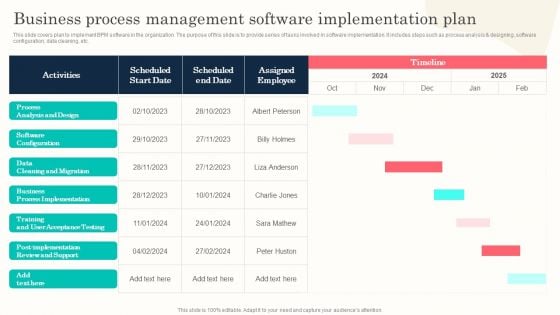 Business Process Management Software Implementation Plan Pictures PDF