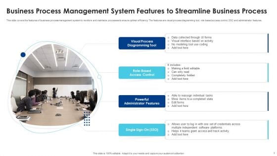 Business Process Management System Features To Streamline Business Process Summary PDF