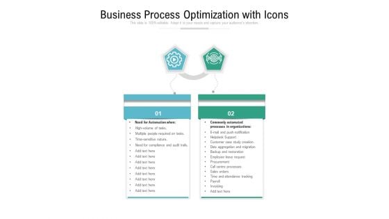 Business Process Optimization With Icons Ppt PowerPoint Presentation File Sample PDF