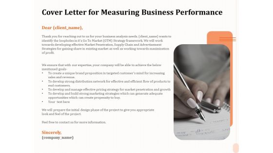 Business Process Performance Measurement Cover Letter For Measuring Business Performance Mockup PDF