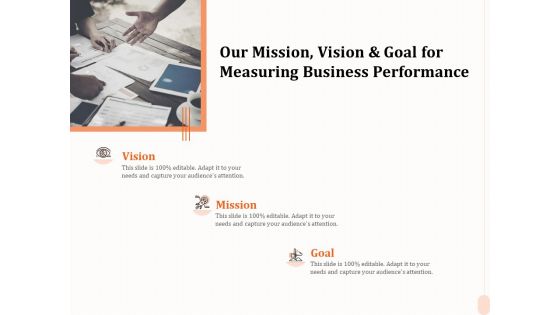 Business Process Performance Measurement Our Mission Vision And Goal For Measuring Business Performance Diagrams PDF