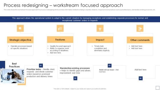 Business Process Redesigning Process Redesigning Workstream Focused Approach Topics PDF