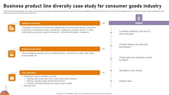 Business Product Line Diversity Case Study For Consumer Goods Industry Pictures PDF