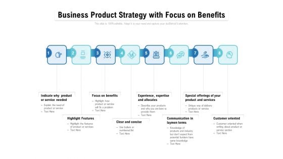 Business Product Strategy With Focus On Benefits Ppt PowerPoint Presentation Ideas Layouts