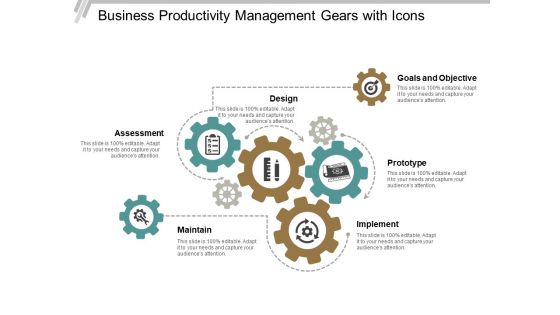 Business Productivity Management Gears With Icons Ppt PowerPoint Presentation Portfolio Format Ideas