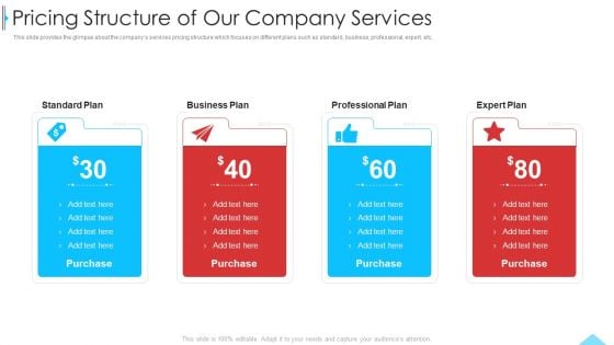 Business Profile For Sales Negotiations Pricing Structure Of Our Company Services Ppt Portfolio Clipart Images PDF