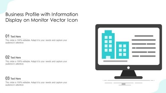 Business Profile With Information Display On Monitor Vector Icon Ppt Icon Clipart Images PDF