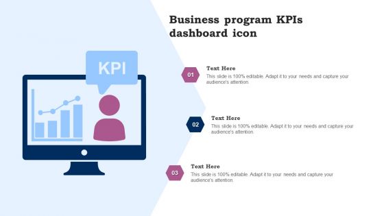 Business Program Kpis Dashboard Icon Ppt Portfolio Aids PDF