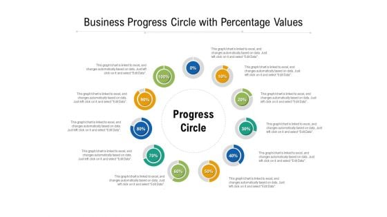 Business Progress Circle With Percentage Values Ppt PowerPoint Presentation File Backgrounds PDF