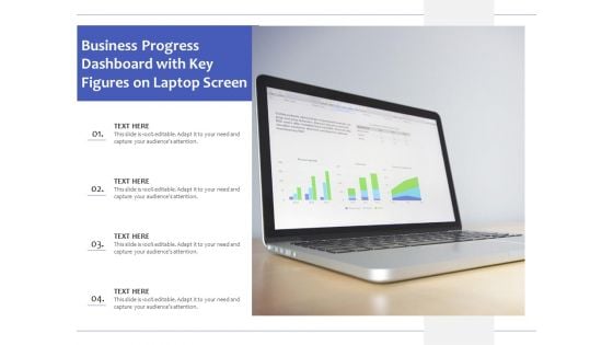 Business Progress Dashboard With Key Figures On Laptop Screen Ppt PowerPoint Presentation Summary Slide Portrait