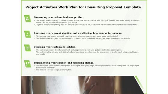 Business Project Activities Work Plan For Consulting Proposal Template Ppt Pictures Graphic Images PDF