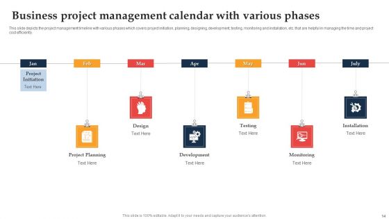 Business Project Management Calendar Ppt PowerPoint Presentation Complete Deck With Slides