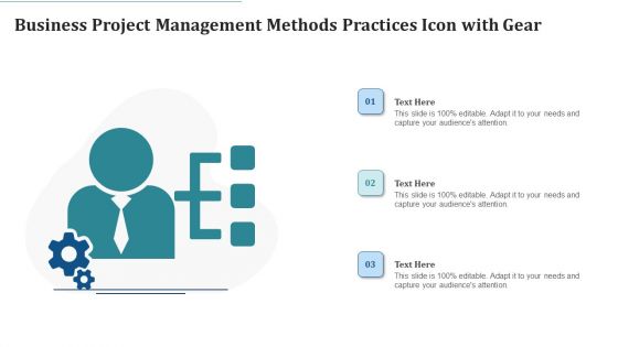 Business Project Management Methods Practices Icon With Gear Professional PDF