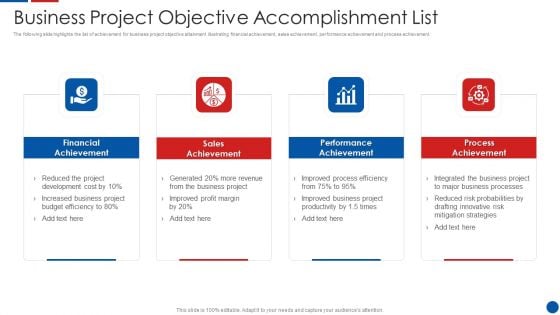 Business Project Objective Accomplishment List Ppt PowerPoint Presentation File Visuals PDF Business Project Objective Accomplishment List Ppt PowerPoint Presentation File Visuals PDF